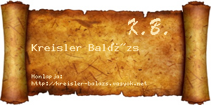 Kreisler Balázs névjegykártya